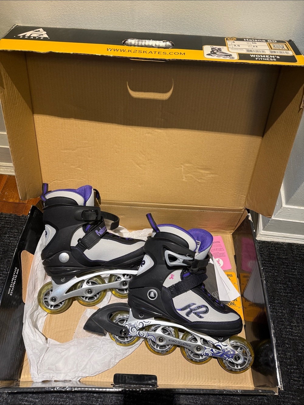 Women’s K2' Helena 80 Inline Skates aluminum frames! worn once. Like new! Size 6